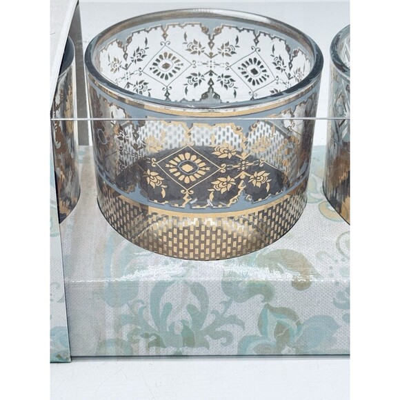 Patina Vie 18K Gold Filigree Set Of 3 Glass Candleholders New in Box - Picture 4 of 5